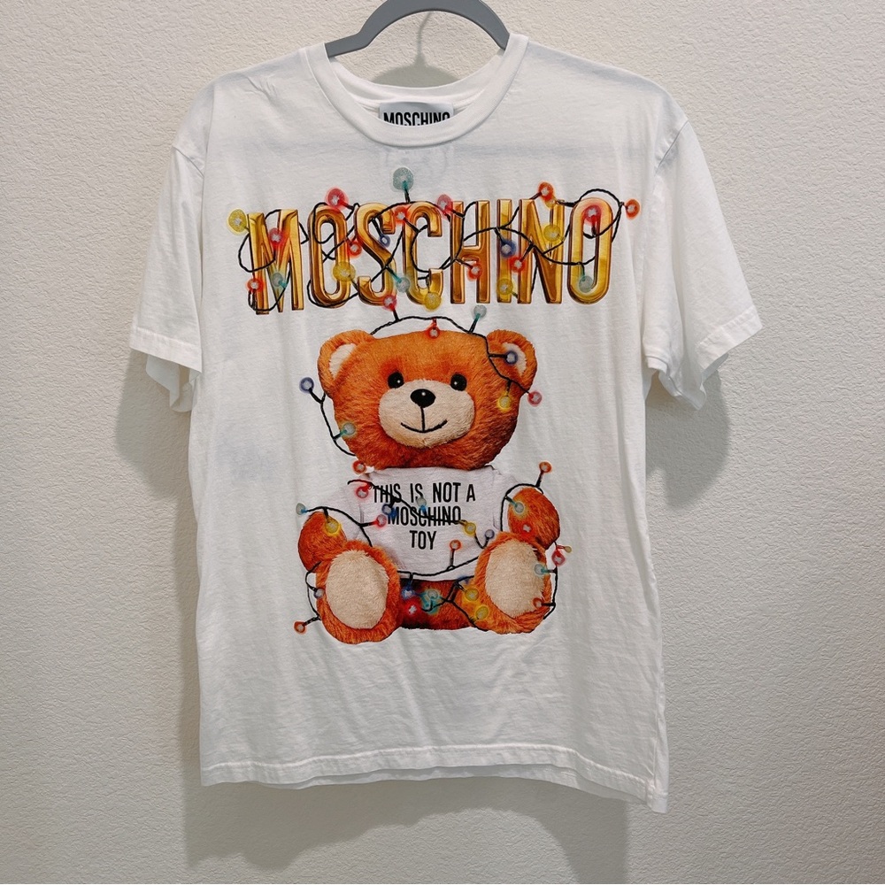 Moschino Christmas light teddy bear print t-shirt